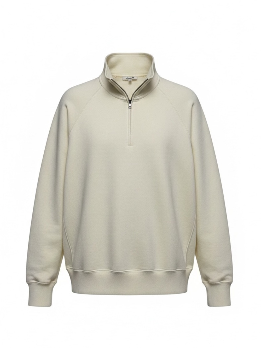 Madewell Men's Quarter-Zip Pullover Mockneck Terry Sweatshirt Cream Size Small